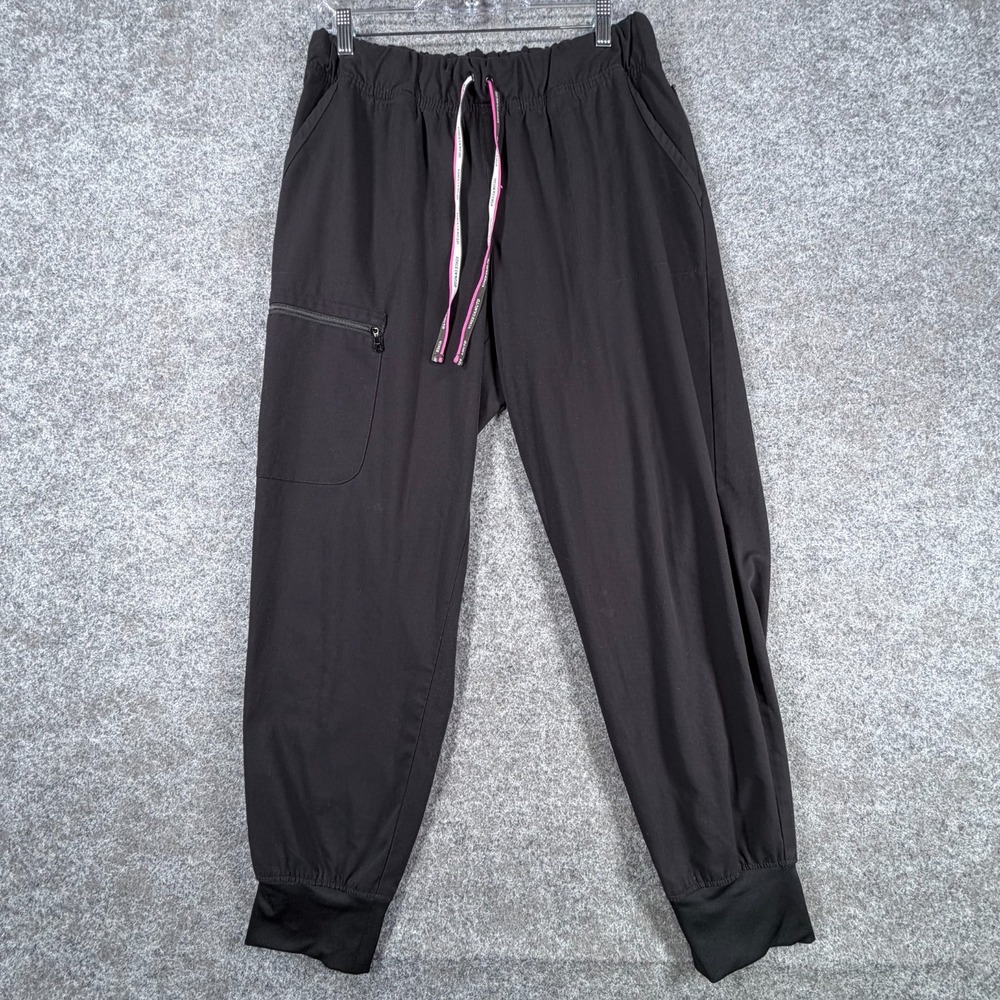 Vince Camuto Jogger Scrub Pants Womens Large Black Stretch Drawstring Waist